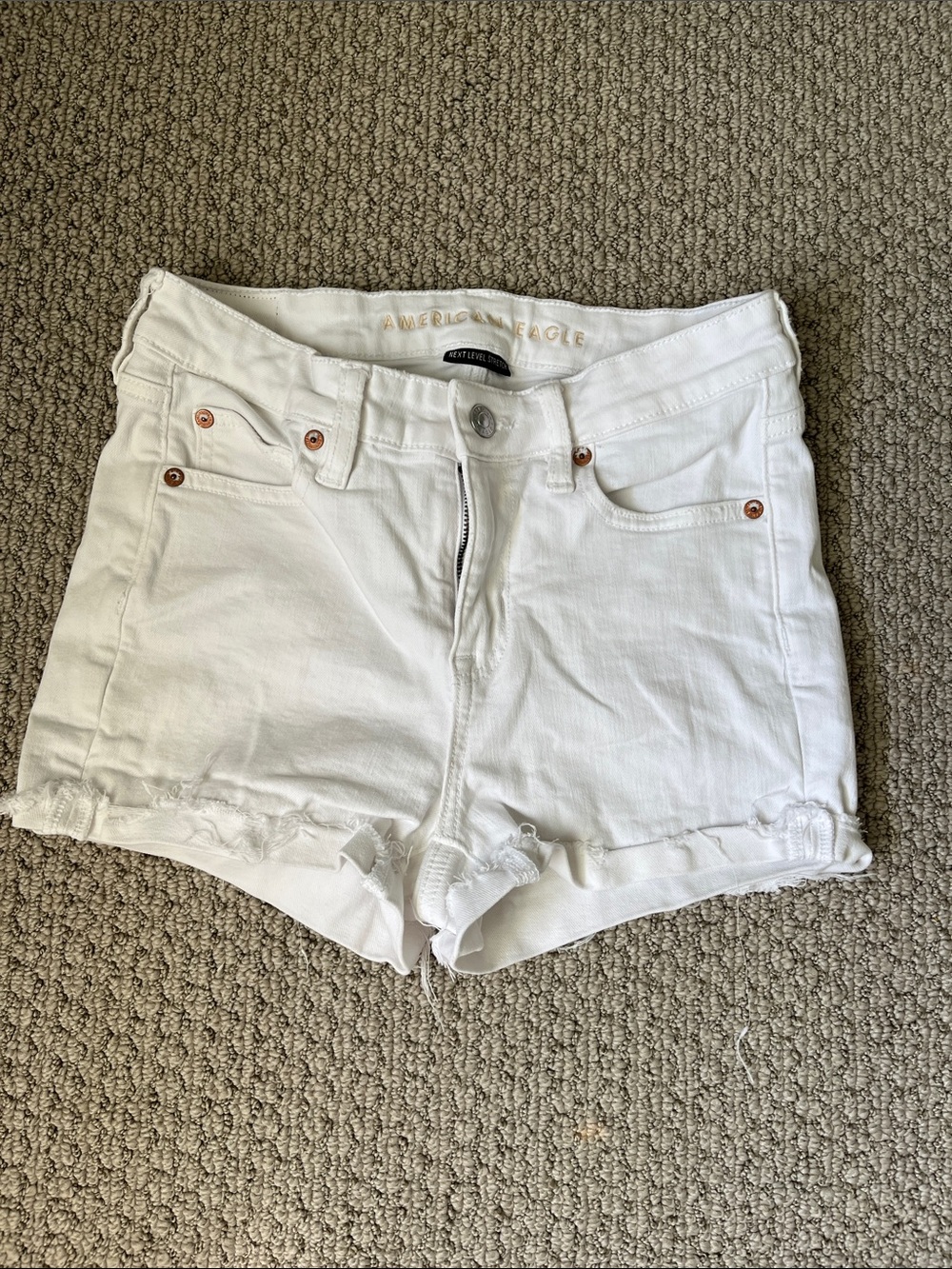 American Eagle Outfitters White Frayed Hem Denim Shorts